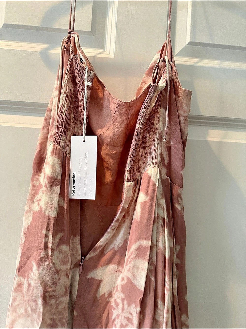 Reformation Jaelyn Dress Floral Midi Dress Pink & White Size 8 - Picture 5 of 8